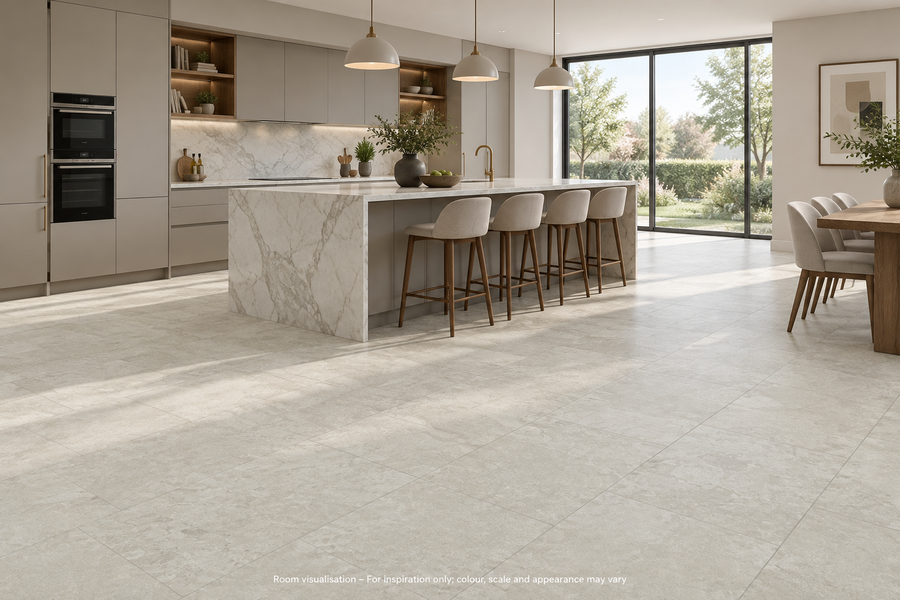 Karndean Van Gogh Gluedown Luna Breccia Marble in Kitchen