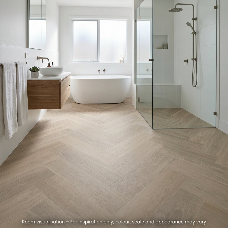 Karndean Van Gogh Gluedown Neutral Brushed Oak SM in Bathroom