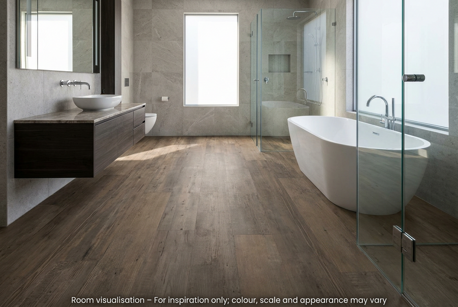 Karndean Van Gogh Gluedown Smoked School Cedar in Bathroom