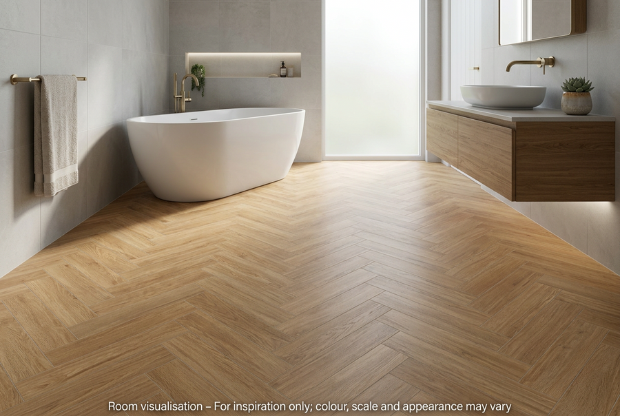 Karndean Van Gogh Gluedown Texas Croftmore Oak SM in Bathroom