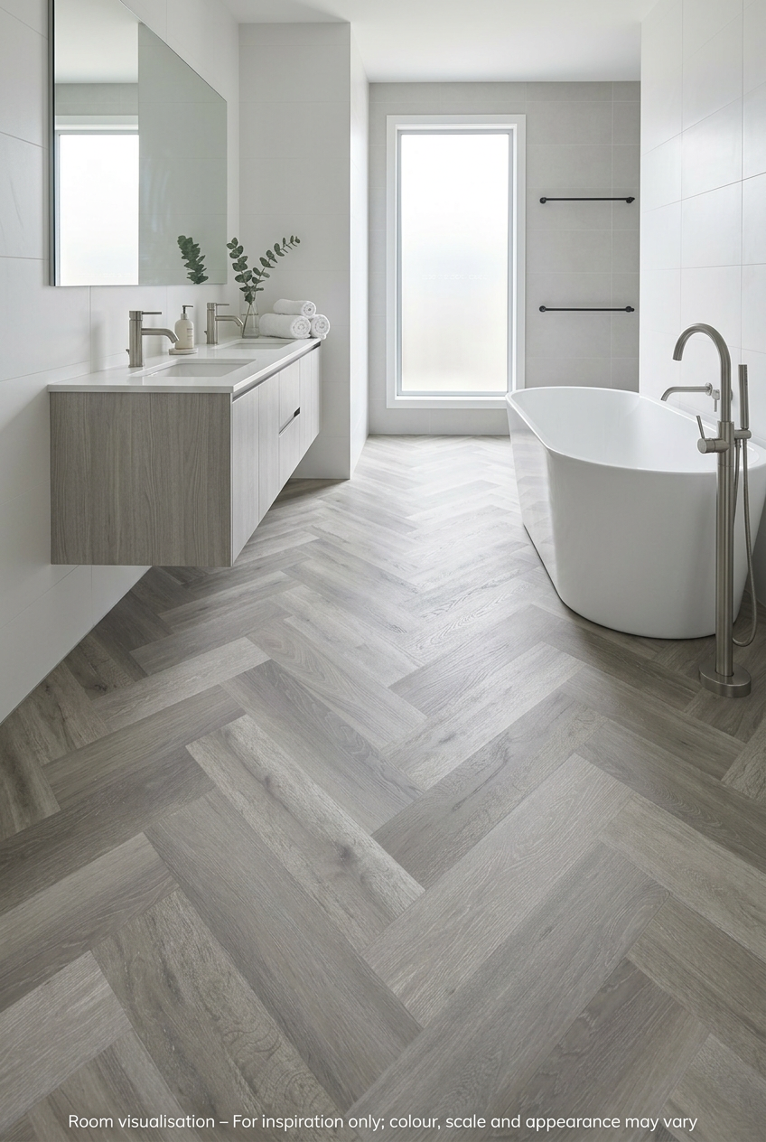Karndean Van Gogh Gluedown Texas Grey Ash SM in Bathroom