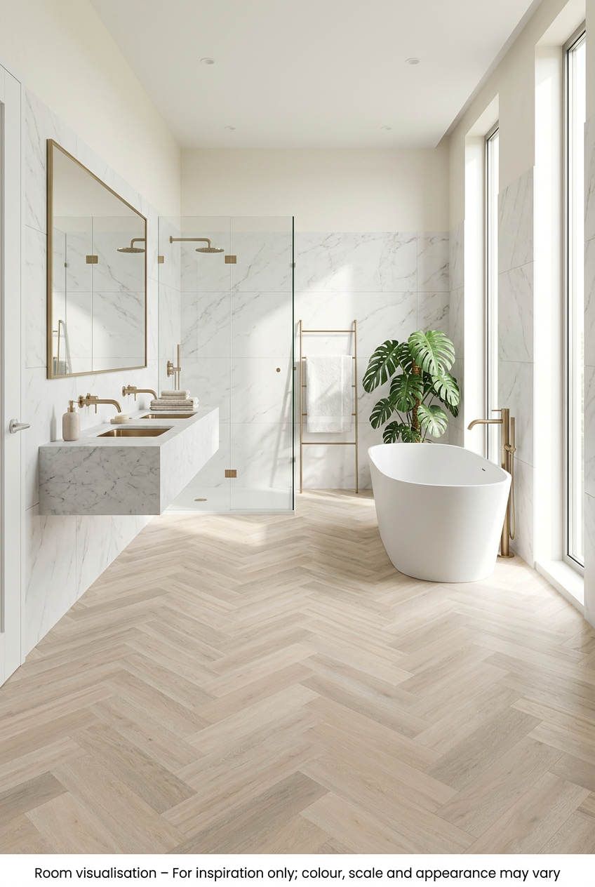 Karndean Van Gogh Gluedown Texas White Ash SM in Bathroom