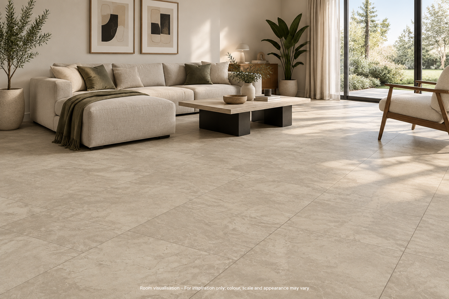 Karndean Van Gogh Gluedown Tortora Breccia Marble in Living room