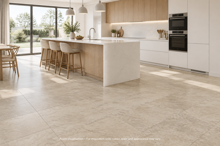 Karndean Van Gogh Gluedown Tortora Breccia Marble in Kitchen