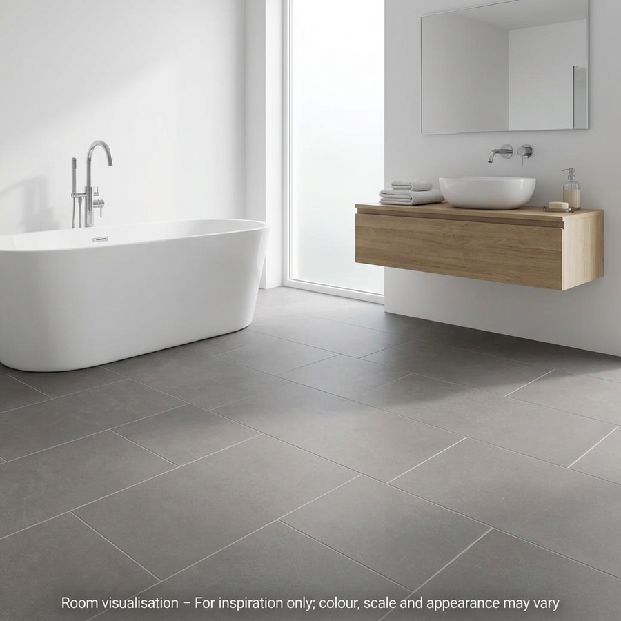 Karndean Van Gogh Gluedown Urban Grey in Bathroom
