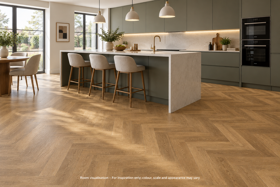 Karndean Van Gogh Rigid Core Golden Brushed Oak (Small) in Kitchen