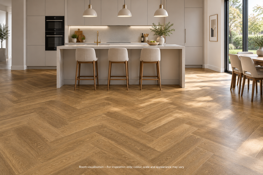 Karndean Van Gogh Gluedown Golden Brushed Oak (Small) in Kitchen