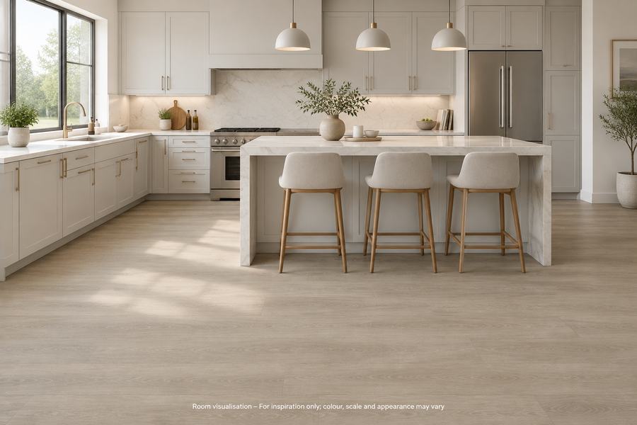 Karndean Van Gogh Gluedown Greige Oak in Kitchen