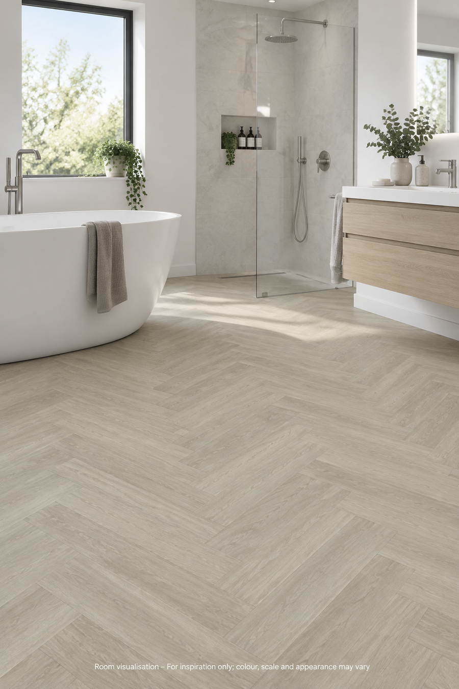 Karndean Van Gogh Gluedown Grey Brushed Oak (Small) in Bathroom