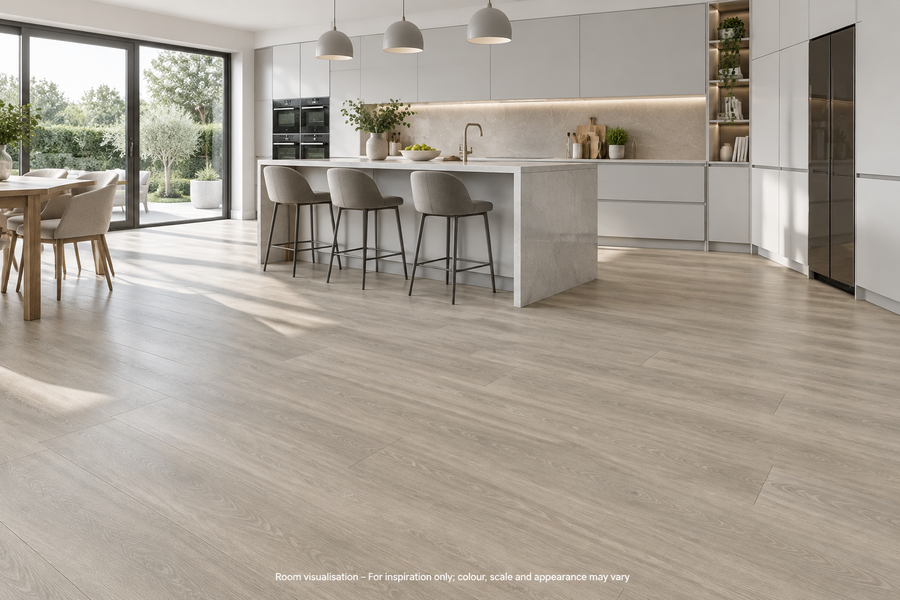 Karndean Van Gogh Rigid Core Grey Brushed Oak in Kitchen