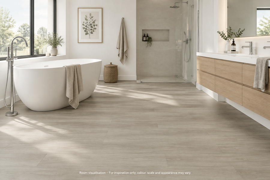 Karndean Van Gogh Rigid Core Grey Brushed Oak in Bathroom