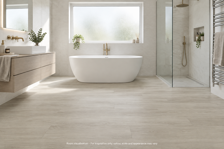 Karndean Van Gogh Gluedown Grey Brushed Oak in Bathroom