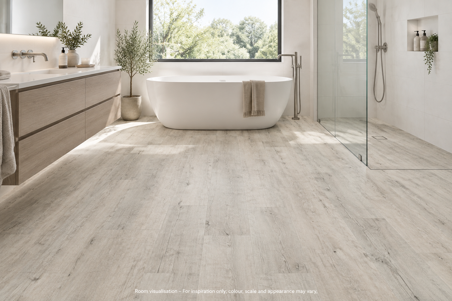 Karndean Van Gogh Gluedown Light Distressed Oak in Bathroom