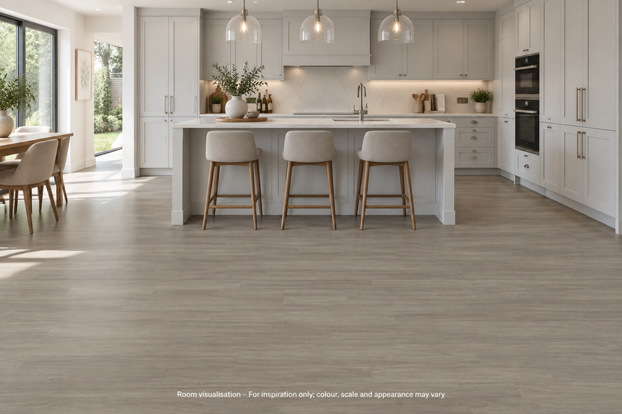 Karndean Van Gogh Gluedown Misty Grey Oak in Kitchen
