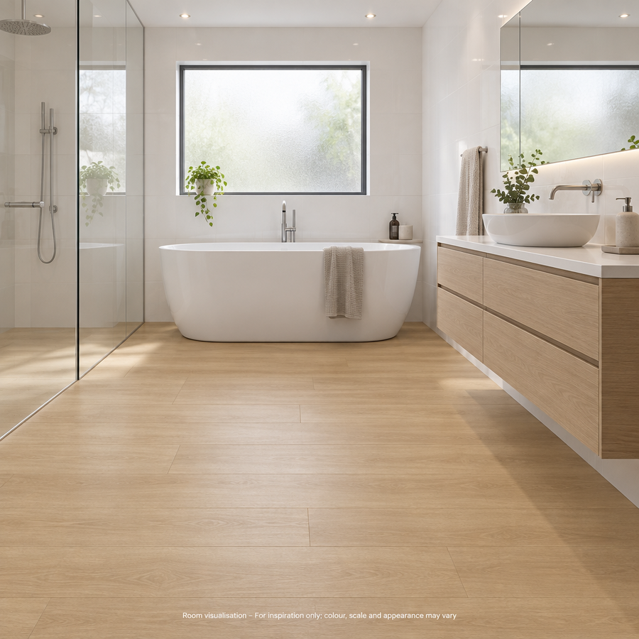 Karndean Van Gogh Gluedown Natural Prime Oak in Bathroom