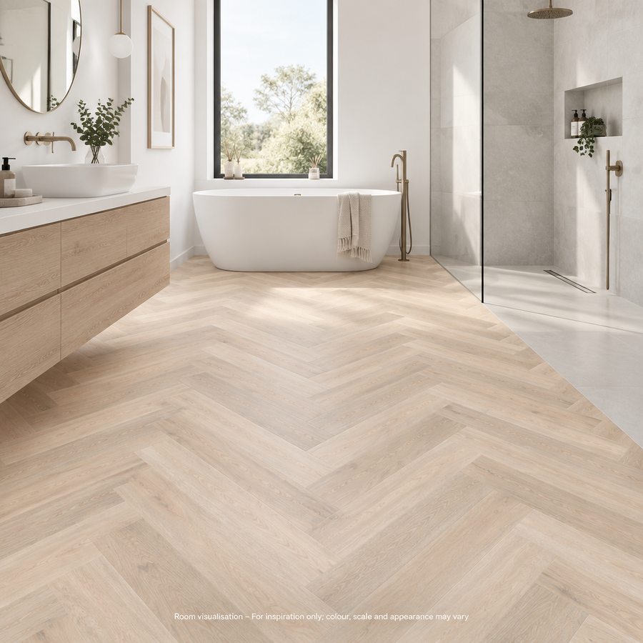 Karndean Van Gogh Rigid Core Texas White Ash SM in Bathroom