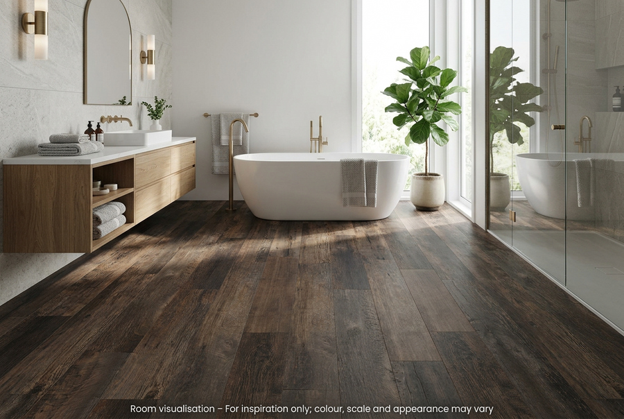 Karndean Van Gogh Rigid Core Salvaged Barnwood in Bathroom