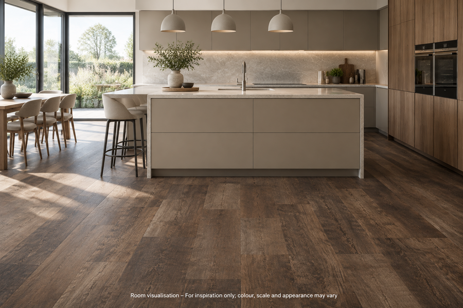 Karndean Van Gogh Gluedown Salvaged Barnwood in Kitchen