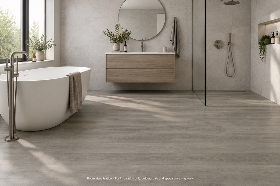 Karndean Van Gogh Gluedown Shadow Oak in Bathroom