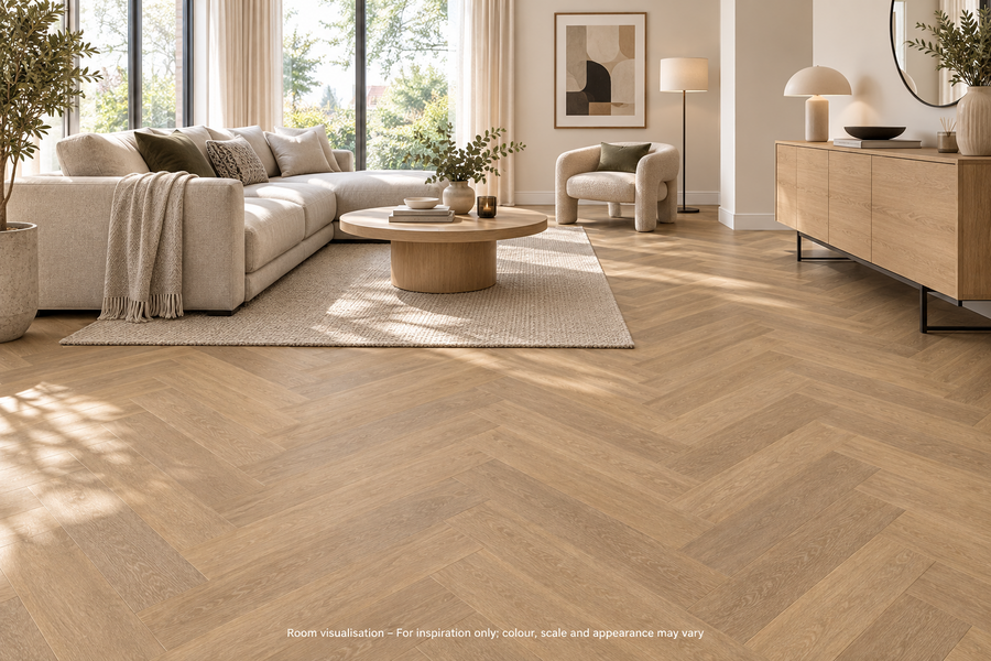 Karndean Van Gogh Gluedown Warm Brushed Oak (Small) in Living room