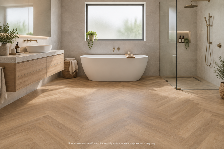 Karndean Van Gogh Rigid Core Warm Brushed Oak (Small) in Bathroom