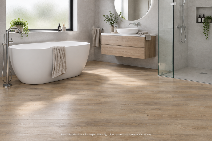 Karndean Van Gogh Gluedown Country Oak in Bathroom