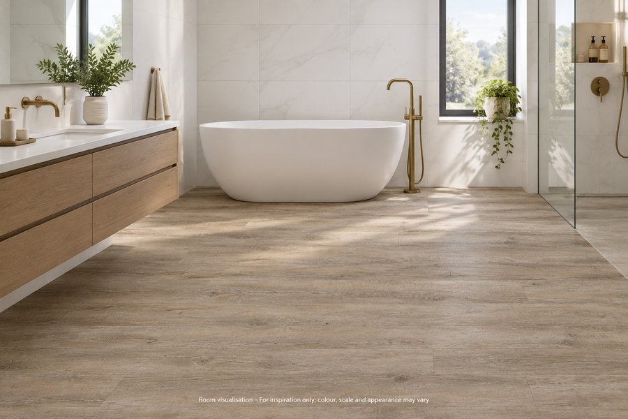Karndean Van Gogh Gluedown Distressed Oak in Bathroom