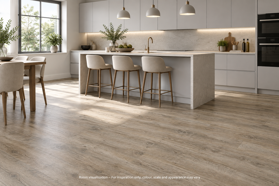Karndean Van Gogh Gluedown Distressed Oak in Kitchen