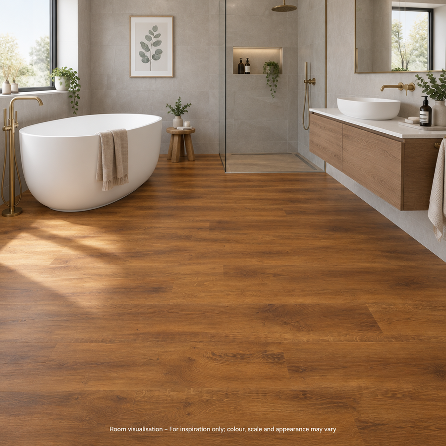 Karndean Van Gogh Gluedown Smoked Oak in Bathroom