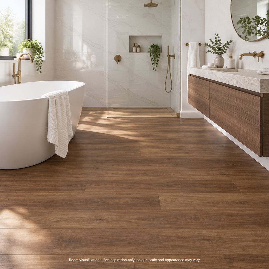 Karndean Van Gogh Gluedown Walnut in Bathroom