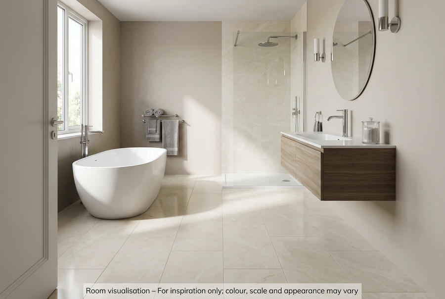 Luvanto Premium Click Plus Oyster Marble in Bathroom