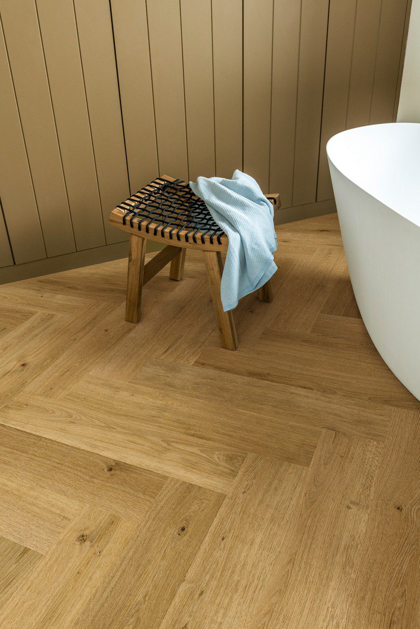 Quick-Step Impressive Design Herringbone - Cinnamon Oak Laminate Flooring