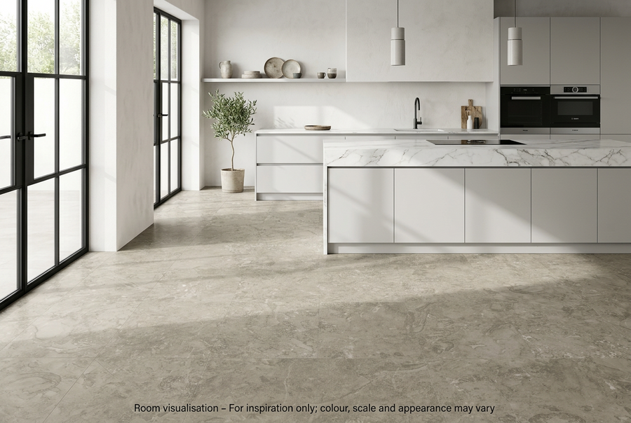 Karndean Knight Tile Gluedown Lunar Limestone in Kitchen