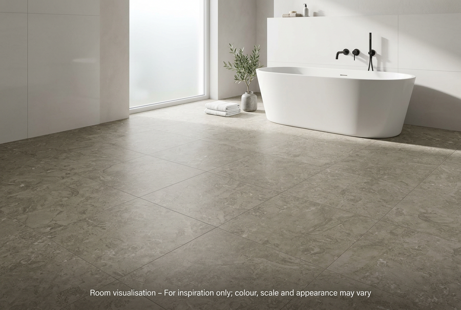 Karndean Knight Tile Gluedown Lunar Limestone in Bathroom