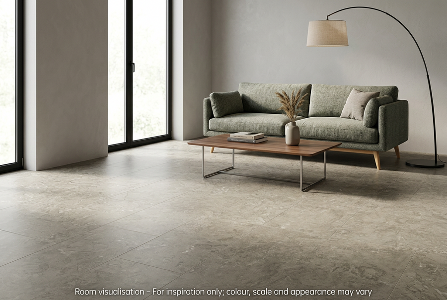 Karndean Knight Tile Gluedown Lunar Limestone in Living room