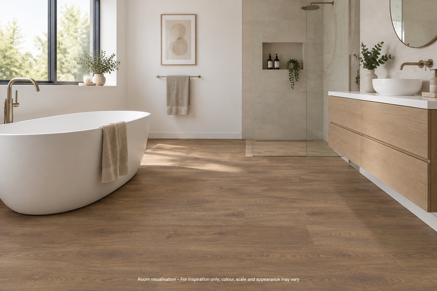 Karndean Van Gogh Rigid Core Smoked Butternut in Bathroom