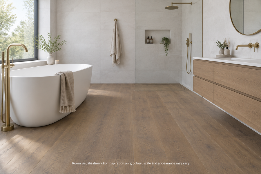 Karndean Van Gogh Smoked Butternut in Bathroom