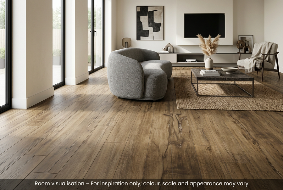 Luvanto Click Plus Distressed Olive Wood in Living room