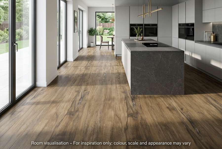 Luvanto Click Plus Distressed Olive Wood in Kitchen