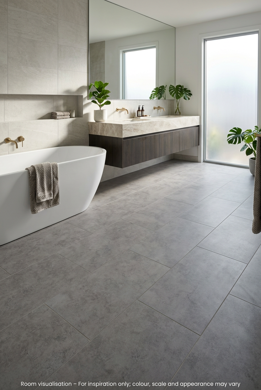 Luvanto Design Warm Grey Stone in Bathroom
