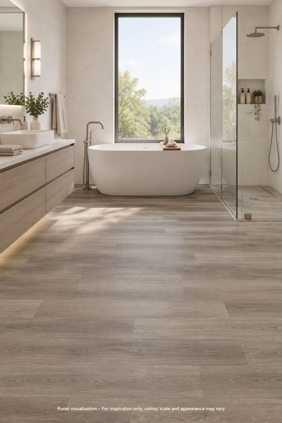 Karndean Van Gogh Rigid Core Washed Grey Ash in Bathroom