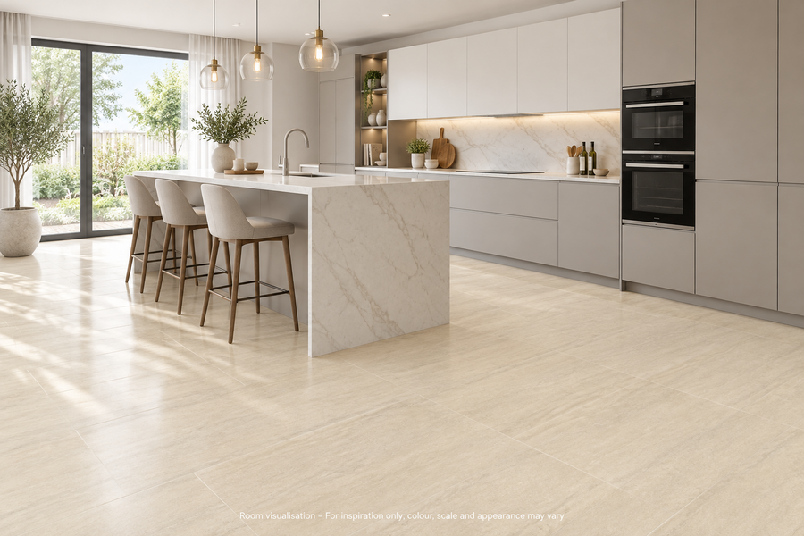 Karndean Art Select Champagne Travertino in Kitchen