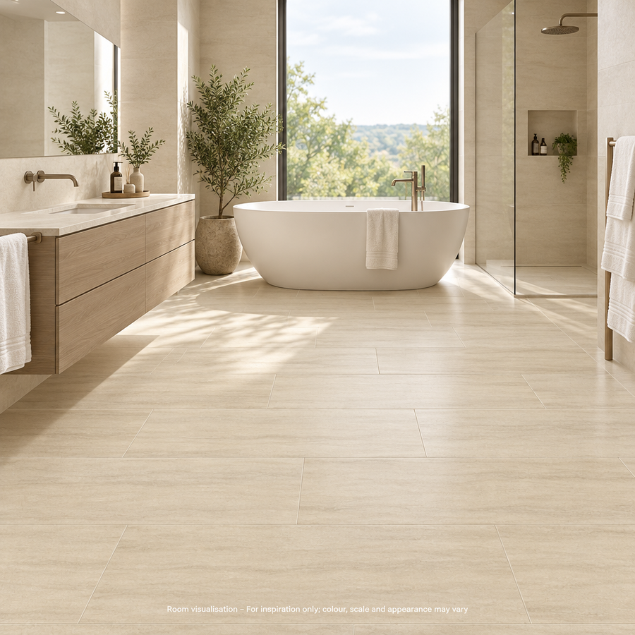 Karndean Art Select Champagne Travertino in Bathroom