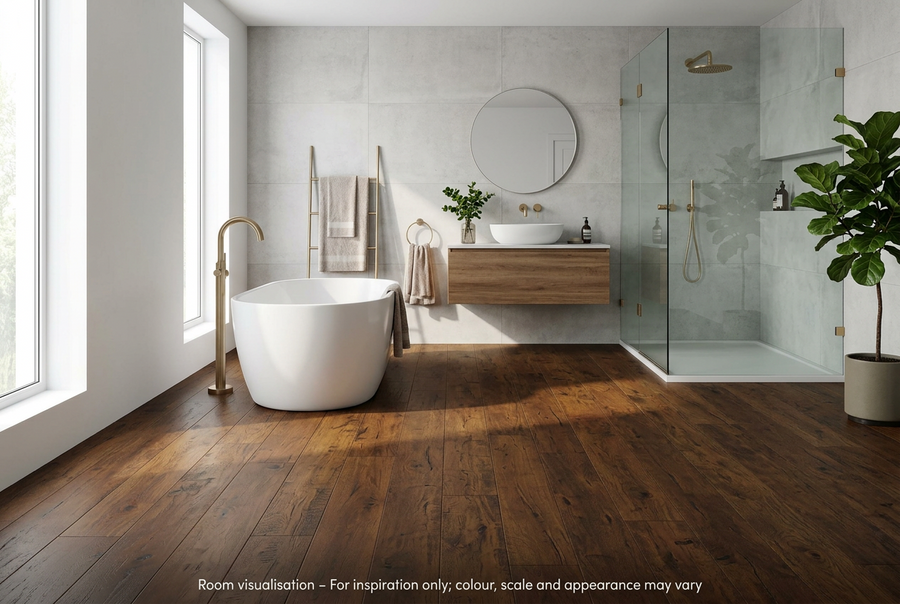 Karndean Art Select Handcrafted Hickory Peppercorn in Bathroom