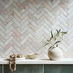 FIRED EARTH Aegean Pink Herringbone Mosaic