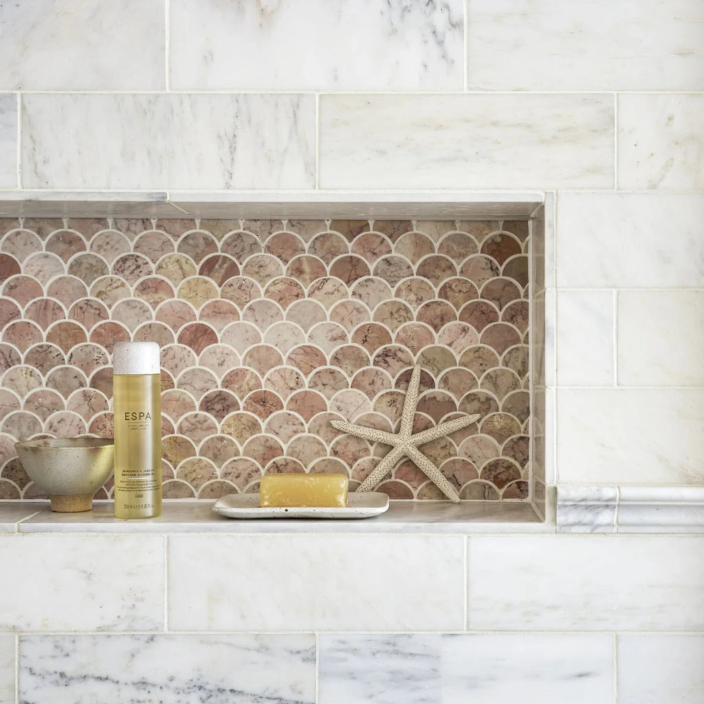 FIRED EARTH Aegean Pink Scallop Mosaic
