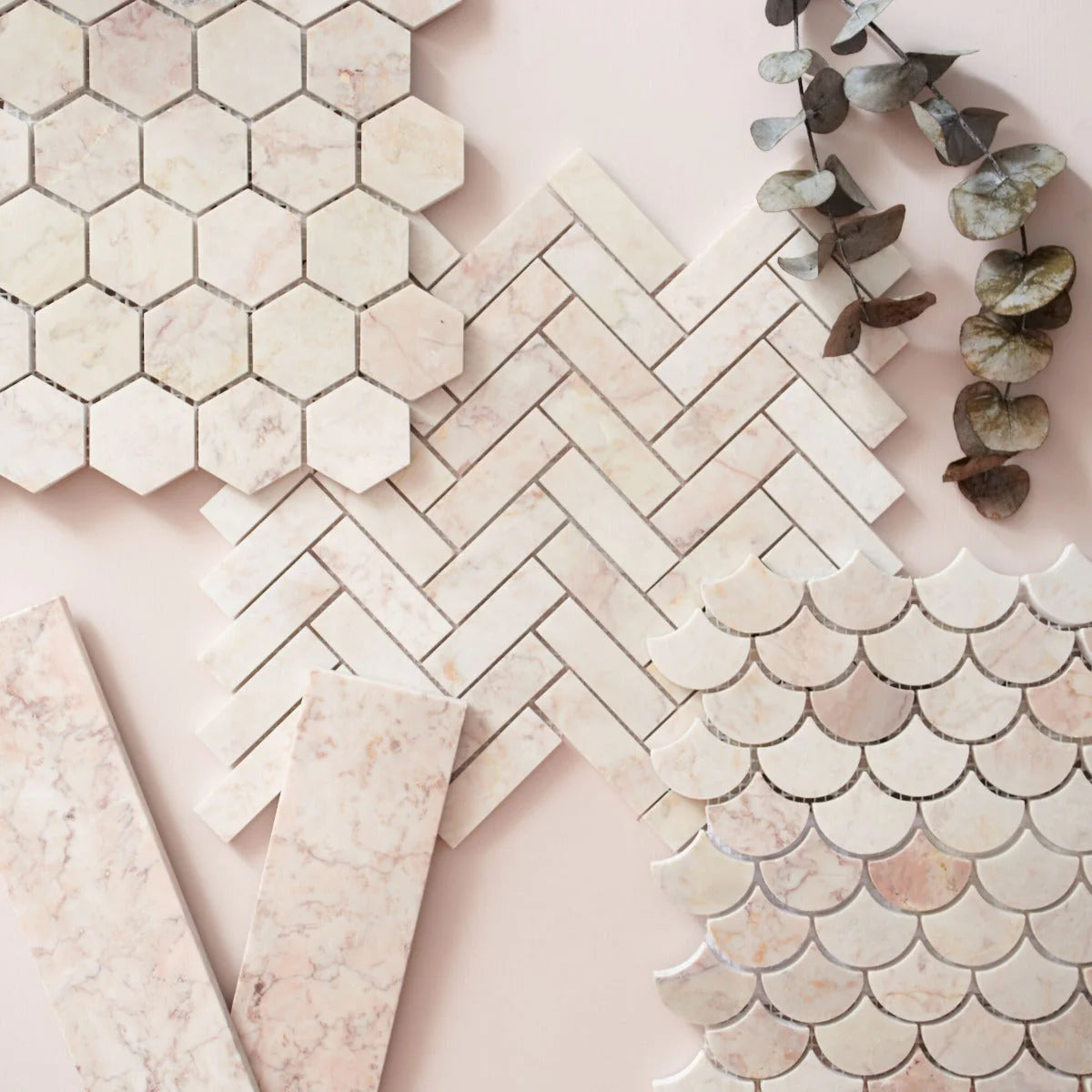 FIRED EARTH Aegean Pink Scallop Mosaic