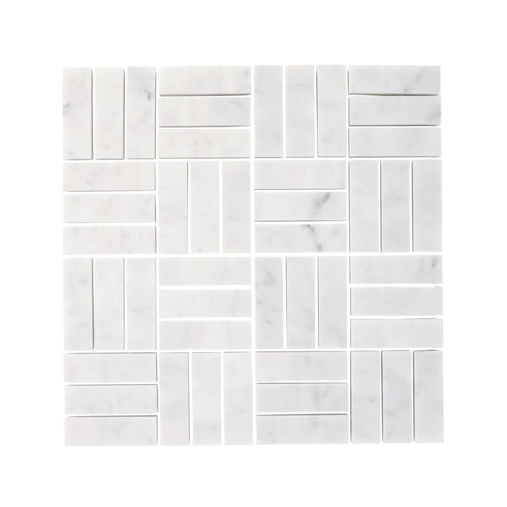 FIRED EARTH Carrara White Jenga Mosaic