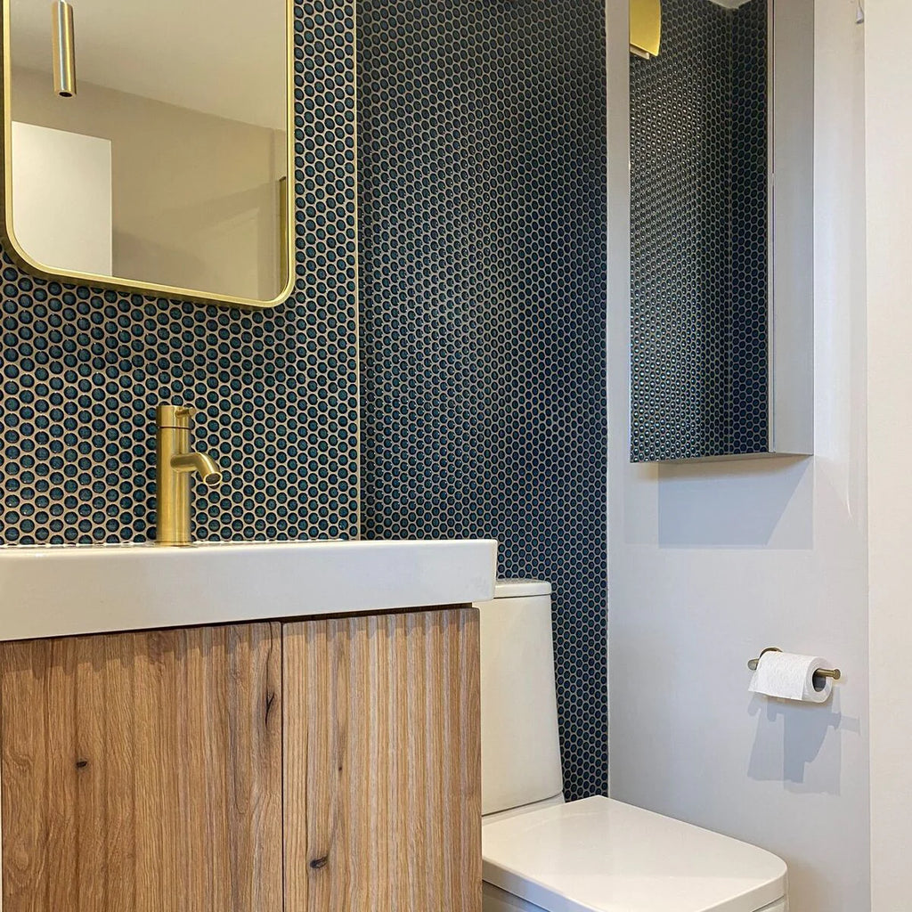 FIRED EARTH Copenhagen Penny Round Blue Mosaic