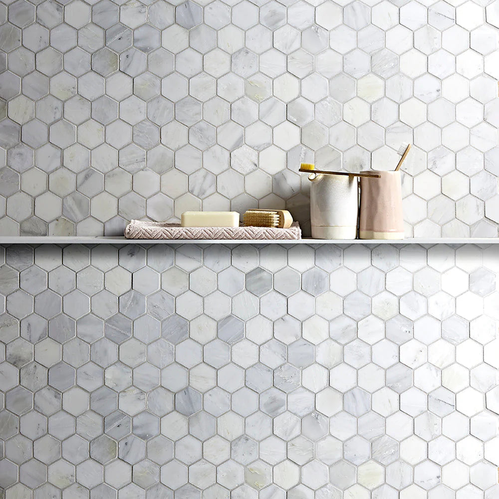 FIRED EARTH East Hampton Large Hexagon Mosaic Honed